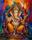 Royal Lord Ganesha – Vibrant Abstract Canvas Painting (ART-3319-123188) - Handpainted Art Painting - 30in X 40in