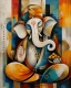 Abstract Lord Ganesha – Modern Acrylic Canvas Art (ART-3319-123187) - Handpainted Art Painting - 30in X 40in