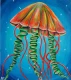 Aquatic Life: JELLYFISH (ART-8835-123202) - Handpainted Art Painting - 9in X 10in