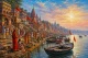 Varanasi Ghat Painting (ART-3319-123417) - Handpainted Art Painting - 48in X 36in