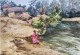 Village Life (ART-7901-123572) - Handpainted Art Painting - 16in X 12in