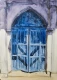The Blue Door (ART-7901-123555) - Handpainted Art Painting - 12in X 16in