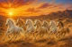 7 Running Horses Painting Vastu (ART-3319-123506) - Handpainted Art Painting - 48in X 36in