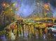 Rainy Night In Kolkata (ART-82-123490) - Handpainted Art Painting - 40in X 30in