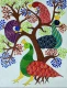 Peacocks On The Tree Of Life (ART-7213-123481) - Handpainted Art Painting - 9in X 12in