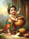 नटखट नंदकिशोर (PRT-17594-123647) - Canvas Art Print - 14in X 18in