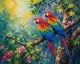 Handmade Scarlet Macaw Acrylic Painting | Tropical Parrot Wall Art | Rainforest Bird Canvas (ART-3319-123603) - Handpainted Art Painting - 36in X 24in