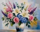 Lily & Rose Harmony – Handmade Acrylic Floral Bouquet Painting (ART-3319-123598) - Handpainted Art Painting - 36in X 24in