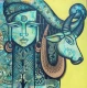 AURA-KAILASH ( THE GOLDEN DAWN OF KAILASH) (ART-7431-123580) - Handpainted Art Painting - 24in X 24in