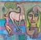 Ladies Dedication For Work (ART-17698-123584) - Handpainted Art Painting - 24in X 24in