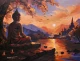 STILLNESS OF ENLIGHTENMENT (ART-18703-123792) - Handpainted Art Painting - 48in X 36in