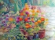 Flowers Near A Garden Path (ART-18775-123877) - Handpainted Art Painting - 15in X 11in
