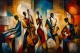 Abstract Jazz Band Acrylic Painting – Textured Cubist Music Wall Art For Living Room (ART-3319-123826) - Handpainted Art Painting - 40in X 30in