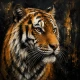Shadow & Gold: Royal Bengal Tiger Painting (ART-3319-123840) - Handpainted Art Painting - 30in X 30in