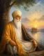 Harmandir Sahib & Guru Nanak Dev Ji – Spiritual Canvas Artwork For Home Decor (ART-3319-123922) - Handpainted Art Painting - 36in X 48in