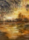Serene  Lakeside Sunset (PRT-8841-123942) - Canvas Art Print - 17in X 24in