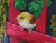 yellow Bird, Green, Red, Nature,Bird In Balcony,ART_1292_11099,Artist : Shilpa Mathur,Acrylic