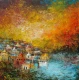 The Golden Horizon (ART-8439-124104) - Handpainted Art Painting - 15in X 15in