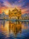 ​Handmade Golden Temple Acrylic Painting On Canvas (ART-3319-124324) - Handpainted Art Painting - 36in X 48in