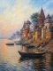 Varanasi Ghat Painting (ART-3319-124321) - Handpainted Art Painting - 24in X 36in