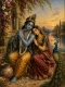 Divine Love Radha Krishna In Vrindavan Garden – Handmade Acrylic Painting For Living Room (ART-3319-124334) - Handpainted Art Painting - 36in X 48in