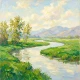 Bend In The Emerald Valley (PRT-15697-124595) - Canvas Art Print - 60in X 60in