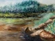 Riverbank Scene (PRT-8841-124349) - Canvas Art Print - 24in X 18in
