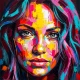 Vibrant Spectrum - Abstract Women Portrait Painting (PRT-15697-124189) - Canvas Art Print - 60in X 60in