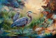 Herons In Golden Reeds (PRT-15697-124567) - Canvas Art Print - 60in X 40in