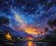 Starlit Tropical Canopy (PRT-15697-124559) - Canvas Art Print - 60in X 49in