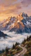 Golden Summits Above Clouds (PRT-16861-124452) - Canvas Art Print - 33in X 60in