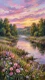 Whispering River Sunset Glow (PRT-16861-124463) - Canvas Art Print - 33in X 60in