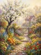 Sunlit Blossoms At The Gate (PRT-15697-124631) - Canvas Art Print - 45in X 60in