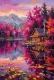 Magenta Echoes On The Water (PRT-15697-124632) - Canvas Art Print - 40in X 60in