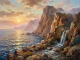 Golden Dawn Over Cliffs (PRT-15697-124736) - Canvas Art Print - 60in X 45in