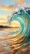 Radiant Tidal Symphony (PRT-16861-124414) - Canvas Art Print - 33in X 60in