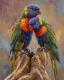 The Chromatic Avian Embrace (PRT-15697-124469) - Canvas Art Print - 48in X 60in
