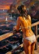 Golden Hour Coastline View (PRT-16861-124792) - Canvas Art Print - 43in X 60in