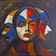 Batik Identities (ART-18703-125020) - Handpainted Art Painting - 48in X 48in