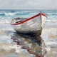 Solitary Tide On Low Beach (PRT-15697-125200) - Canvas Art Print - 60in X 60in