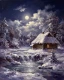 Moonlit Solitude In Winter (PRT-15697-125398) - Canvas Art Print - 48in X 60in