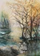 Autumn Trees By A Serene Lake (PRT-8841-125770) - Canvas Art Print - 17in X 24in