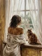 Morning Companions At The Window (PRT-15697-125304) - Canvas Art Print - 45in X 60in