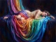 Rainbow Cascade Reclining Slumber (PRT-16861-126440) - Canvas Art Print - 60in X 45in