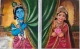 Radha Krishna Diptych - Divine Couple Set Of 2 (ART-19051-126554) - Handpainted Art Painting - 17in X 11in