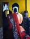 The Woman In Red Saree (ART-19056-127304) - Handpainted Art Painting - 19in X 25in