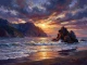 Golden Horizon Over Coastal Tides (PRT-15697-127182) - Canvas Art Print - 60in X 45in
