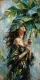 Vintage Acrylic Handmade Canvas Print Of Sheltered By Nature — A Tropical Reverie (PRT-18995-126617) - Canvas Art Print - 24in X 48in