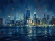 Nocturne In Sapphire And Gold (PRT-15697-127126) - Canvas Art Print - 60in X 45in
