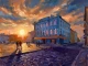 Dusk Over Cobalt Streets (PRT-15697-127147) - Canvas Art Print - 60in X 45in
